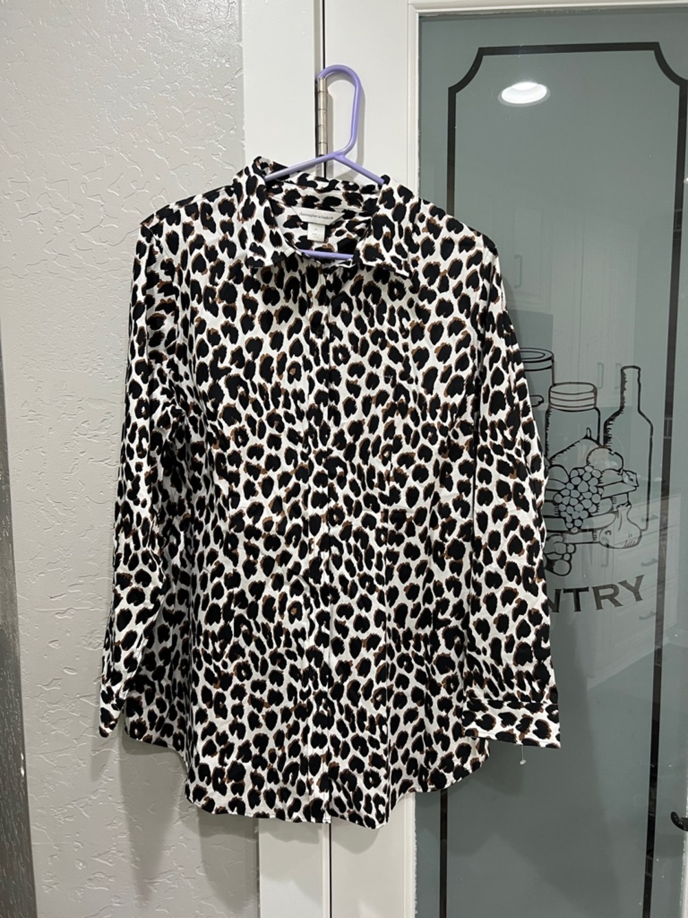 Christopher & Banks Leopard Print Button-Down Shirt - Black & Cream